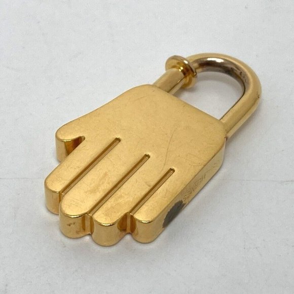 AUTHENTIC HERMES 2002 only Hand motif Cadena bag Accessories Charm Metal Gold - Picture 2 of 9